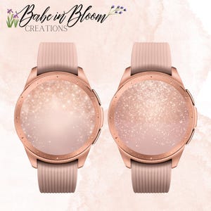 Set di 2 quadranti per Samsung Galaxy Watch in oro rosa glitterati, sfondo per Samsung Galaxy Watch in oro rosa, Samsung Galaxy Watch glitterato, orologio glitterato