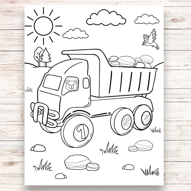 Cute Construction Vehicles Printable Coloring Pages for Kids, Toddlers ...