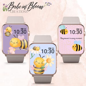 Set di 3 sfondi Bee Apple Watch, adorabile sfondo Bee Apple Watch, sfondo Bees Apple Watch, quadrante Bee Apple Watch, Happy Bees