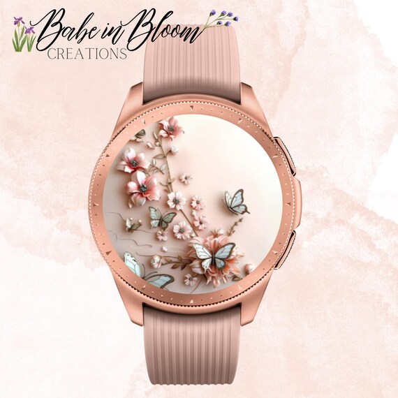 3D Floral Butterflies Samsung Galaxy Watch Wallpaper, 3D Samsung Galaxy  Watch, 3D Flower Round Watch Face, 3D Beige Samsung Galaxy Watch