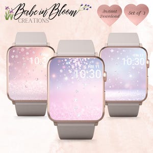 Set di 3 splendidi sfondi glitterati per Apple Watch, sfondo con diamanti per Apple Watch, sfondo scintillante per Apple Watch, quadrante glitterato, primavera