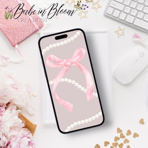 Cute Coquette Phone Wallpaper, Pink Girly Phone Wallpaper, Aesthetic Phone Wallpaper, Bow Phone Wallpaper, Girly Phone Background, Cute Pink