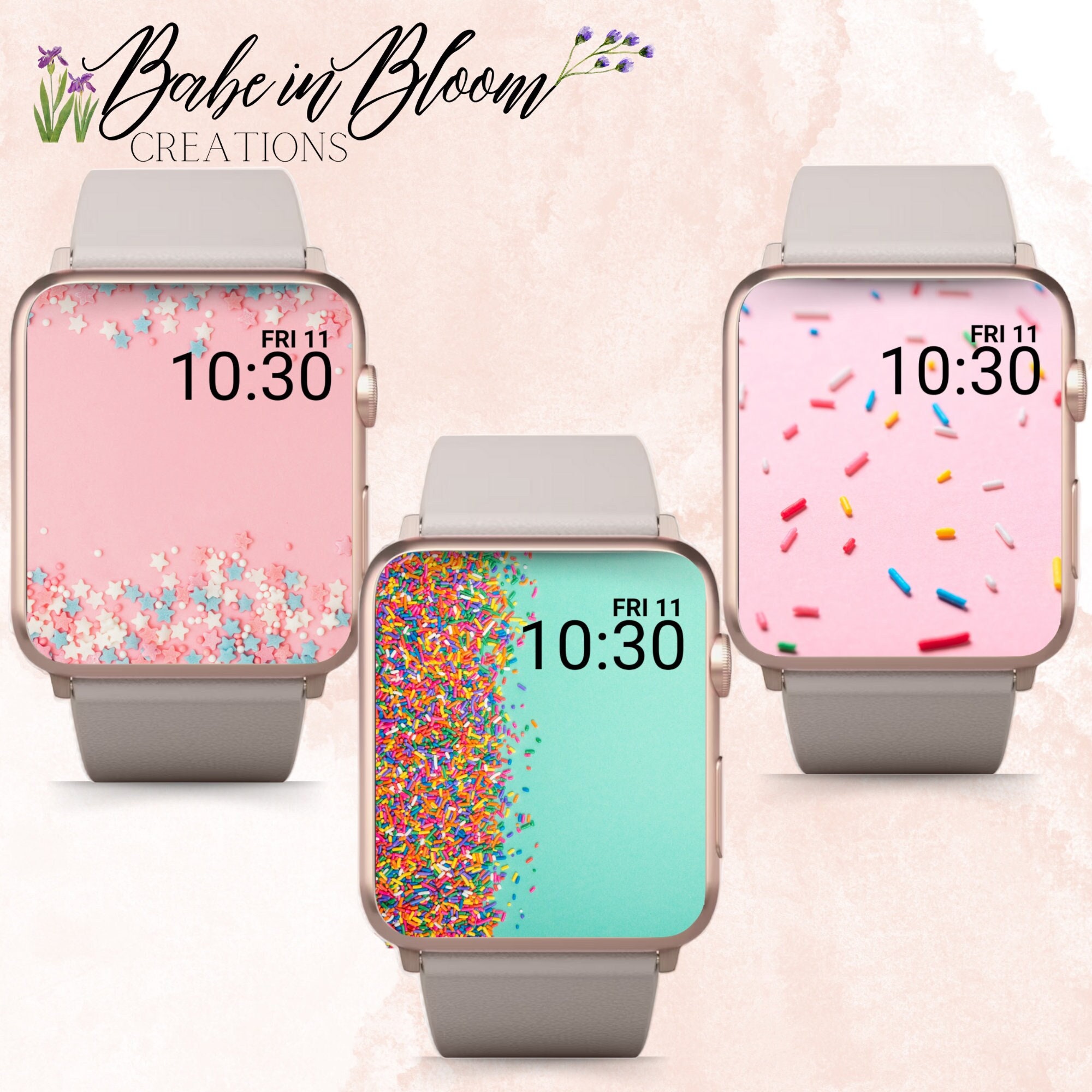 Set of 3 Icing Sprinkles Apple Watch Wallpapers Sprinkles Apple Watch Face Sprinkle Apple Watch Wallpaper Cake Apple Watch Face Baking Etsy