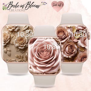 Rose Gold Roses Apple Watch Wallpaper, Rose Gold Apple Watch Face, Rose Apple Watch Wallpaper, 3D Rose Apple Watch, Aesthetic Floral Watch