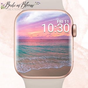 Sunset Beach Apple Watch Wallpaper, Sunset Beach Apple Watch Face, Beach Apple Watch, Sandy Beach Watch Background, Vacation Apple Watch