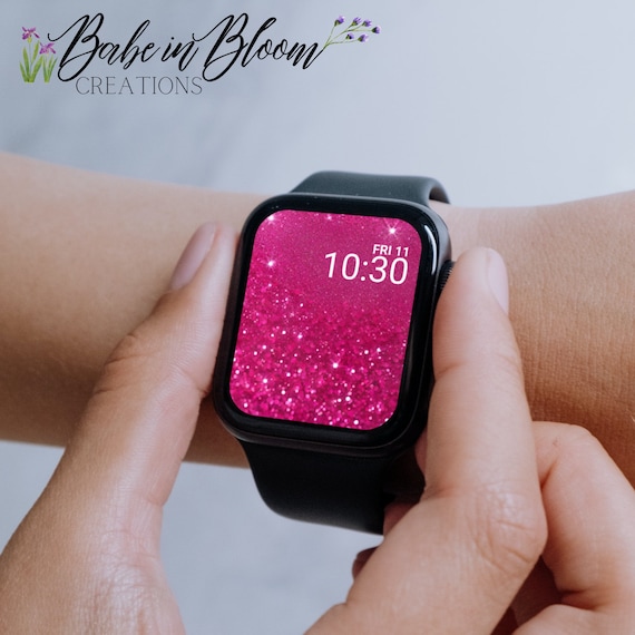 Hot Pink Glitter Apple Watch Wallpaper, Pink Glitter Apple