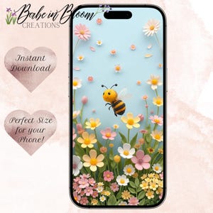 Cute 3D Bee Phone Wallpaper, 3D Bee Phone Background, Adorable Bee Phone Wallpaper, Bee iPhone Wallpaper, Bee Phone, Spring Phone Wallpaper