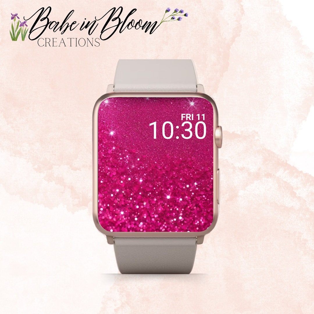 Hot Pink Glitter Apple Watch Wallpaper, Pink Glitter Apple