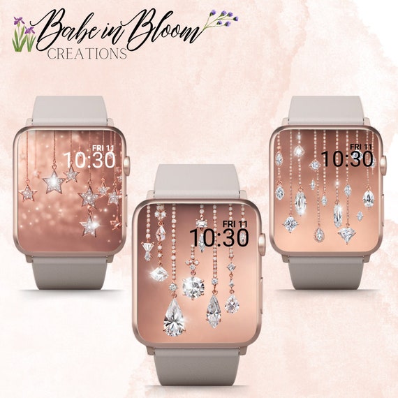 3er Set Diamant Rose Gold Apple Watch Wallpaper Glitzer Apple Watch Wallpaper glitzernde Apple Watch Wallpaper Rose Gold Zifferblatt Beige Etsy