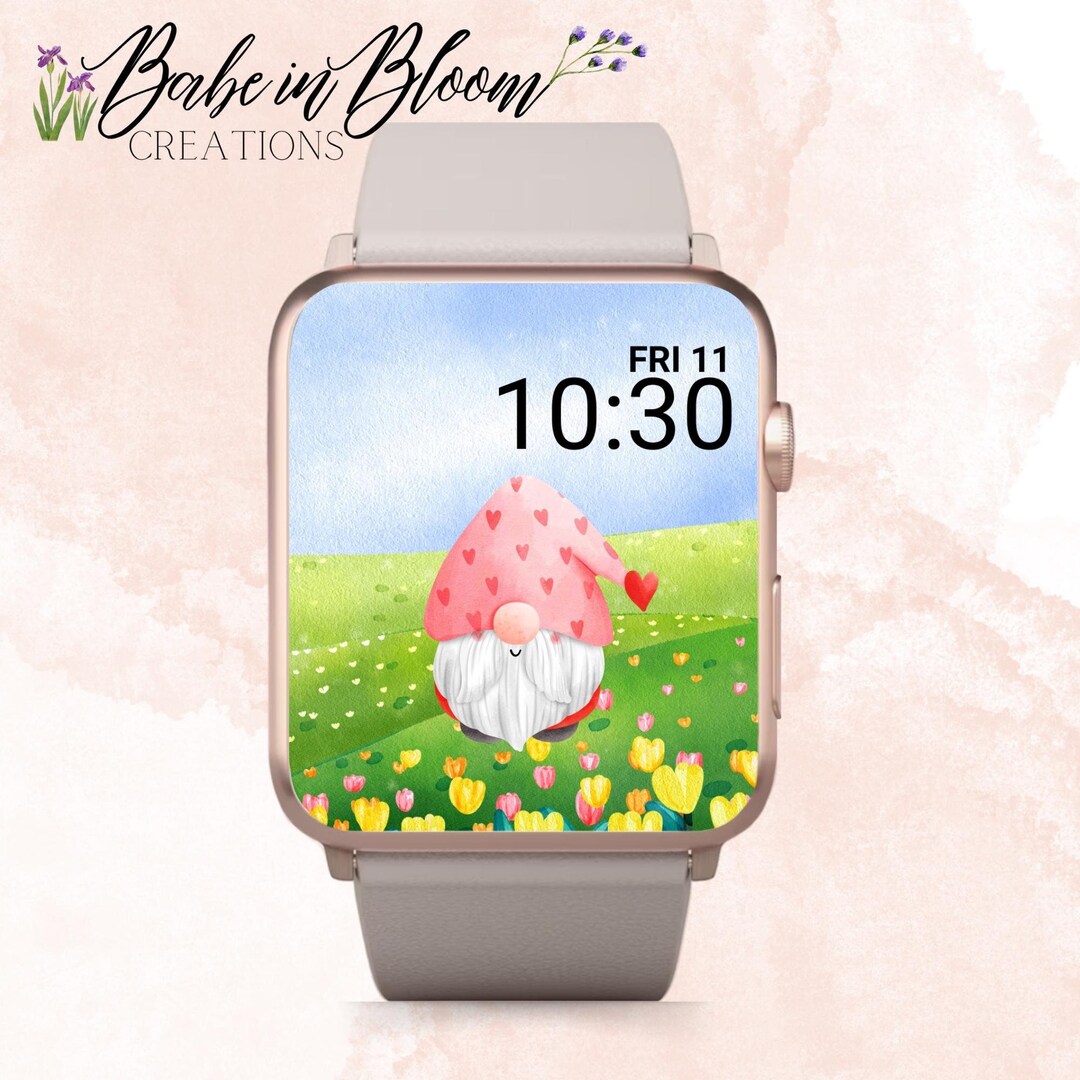Watchfaces Spring Cute Spring Gnome Apple Watch Wallpaper, Gnome Apple Watch Face, Spring ...