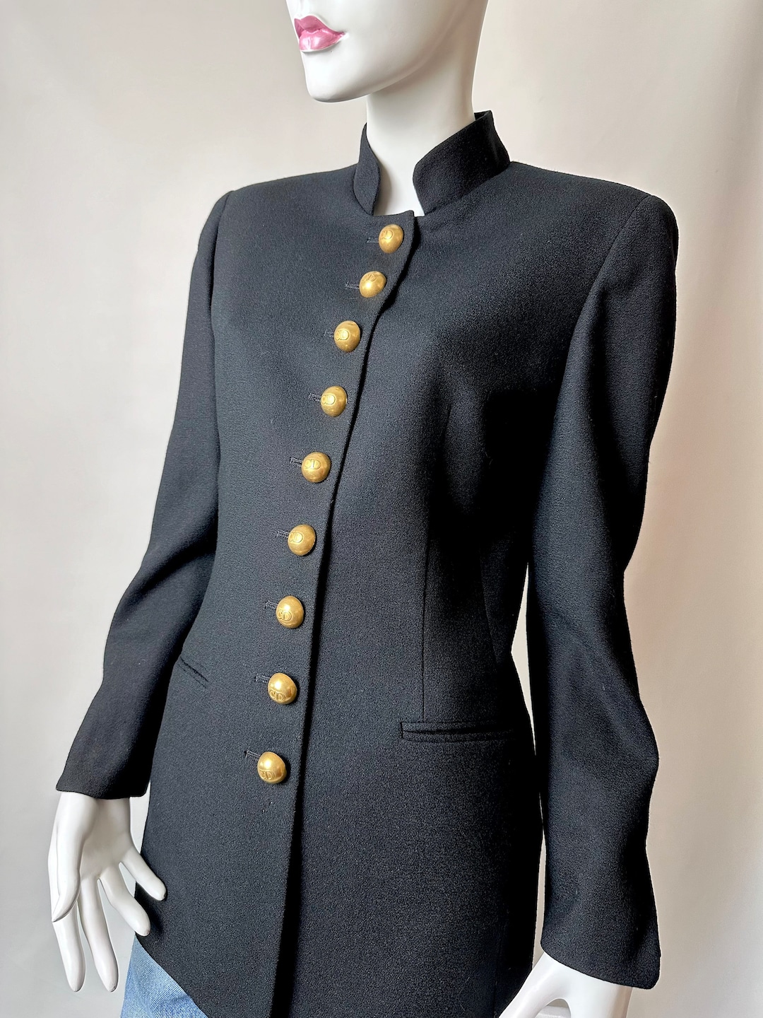 ジャケット・アウター Christian Dior tailored jacket 3B 30 Montaigne Bar Jacket Black Double-Breasted Wool and Silk