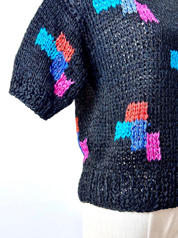 Vintage 80s Argenti Rayon Knit Sweater With Abstr… - image 6