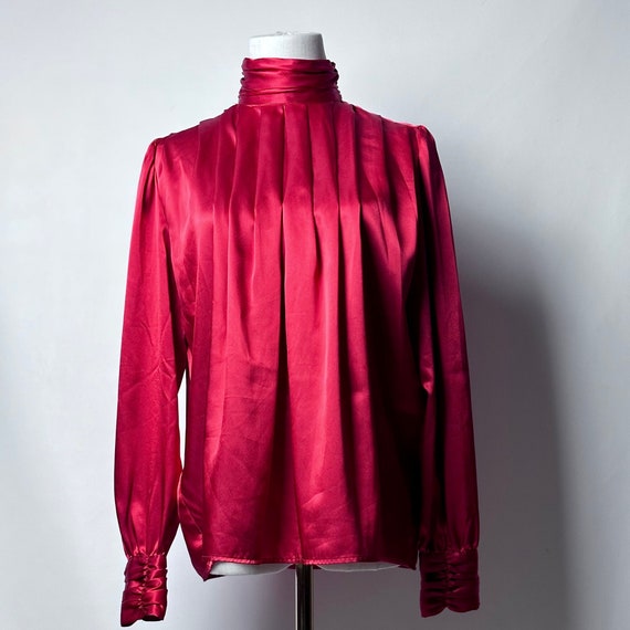 Vintage 80s 90s Tess Paris Milano Red High Neck P… - image 1