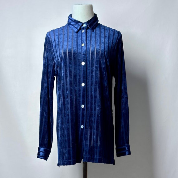 Vintage 80s C&A Yessica Midnight Blue Velveteen An