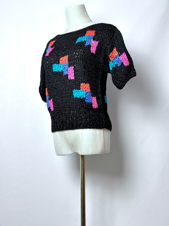Vintage 80s Argenti Rayon Knit Sweater With Abstr… - image 2