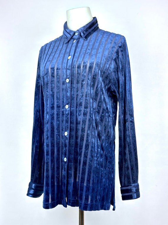 Vintage 80s C&A Yessica Midnight Blue Velveteen A… - image 3