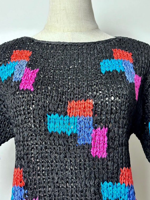 Vintage 80s Argenti Rayon Knit Sweater With Abstr… - image 8