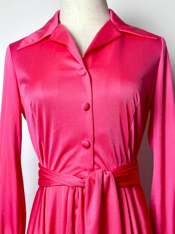 Vintage 70s Gail Gray Coral Pink Button Down Poin… - image 10