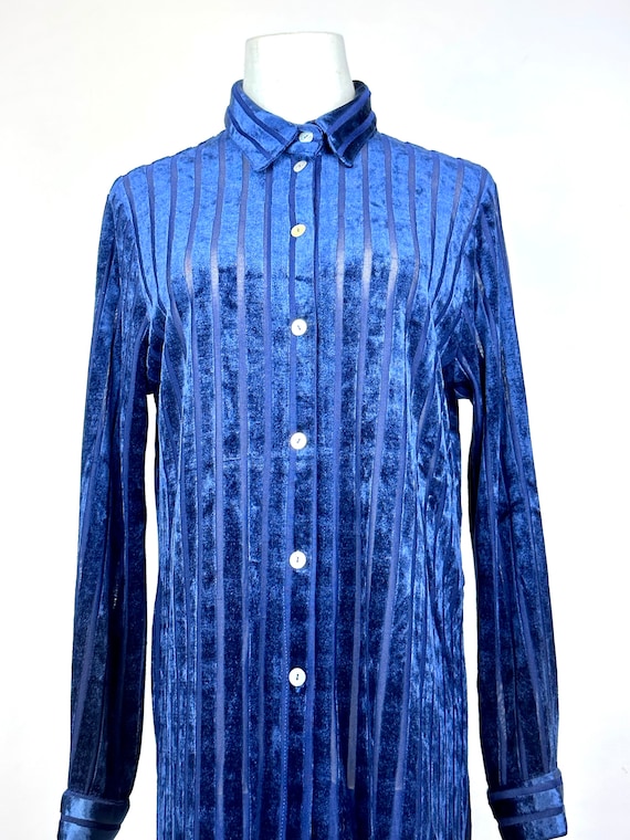 Vintage 80s C&A Yessica Midnight Blue Velveteen A… - image 10