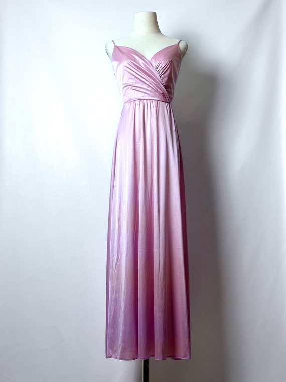 Vintage 70s Eve Of Milady Pink Purple Nylon Faux … - image 10
