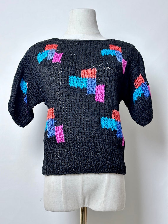Vintage 80s Argenti Rayon Knit Sweater With Abstr… - image 9