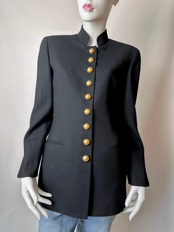 Jacket with Rear Martingale Belt Gray Polka Dot Virgin Wool