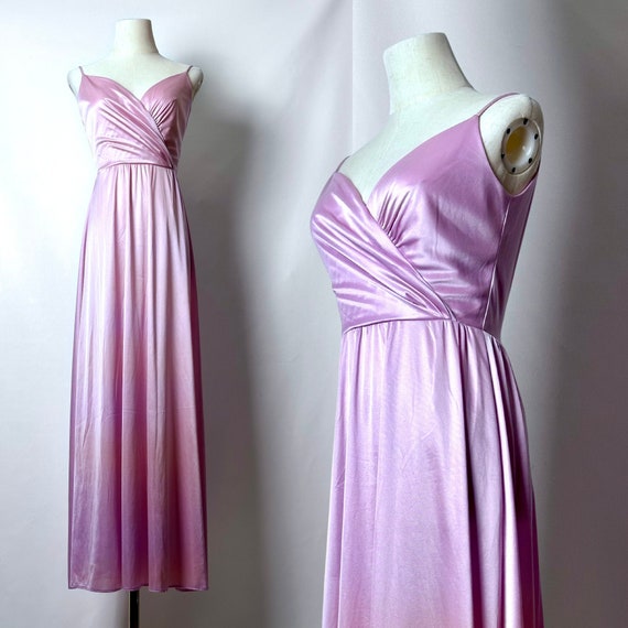 Vintage 70s Eve Of Milady Pink Purple Nylon Faux … - image 1