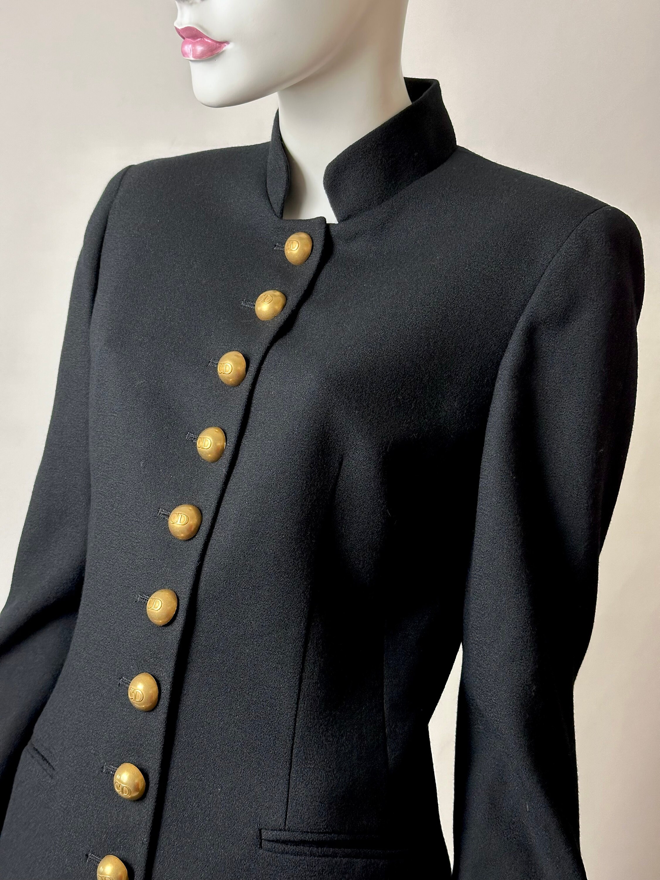 Authentic Christian Dior Vintage Short Jacket Blue Wool