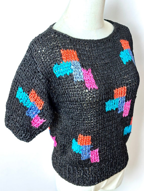 Vintage 80s Argenti Rayon Knit Sweater With Abstr… - image 7