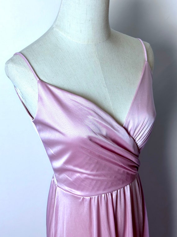 Vintage 70s Eve Of Milady Pink Purple Nylon Faux … - image 8