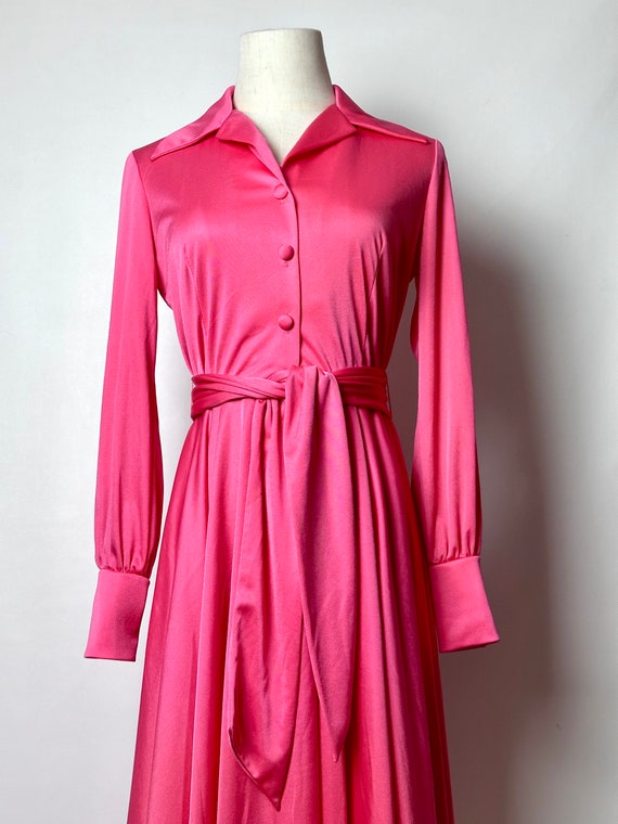 Vintage 70s Gail Gray Coral Pink Button Down Poin… - image 3