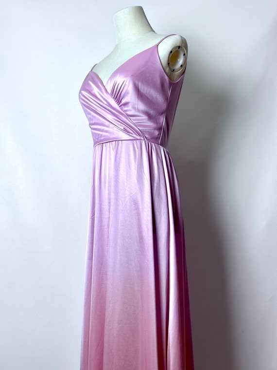 Vintage 70s Eve Of Milady Pink Purple Nylon Faux … - image 3