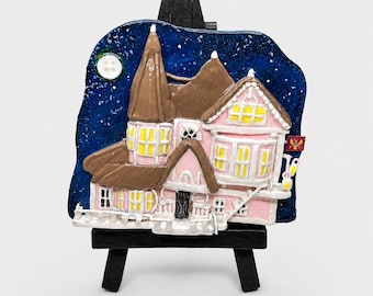 Coraline House Portrait, Hand Made, Mini Art Easel
