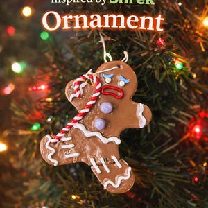 Enfeite de gengibre inspirado no Shrek, boneco de gengibre, decoração de Natal