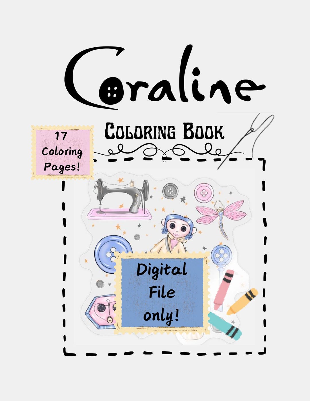 Coraline Coloring Book a Digital File of 17 Coloring Pages Etsy