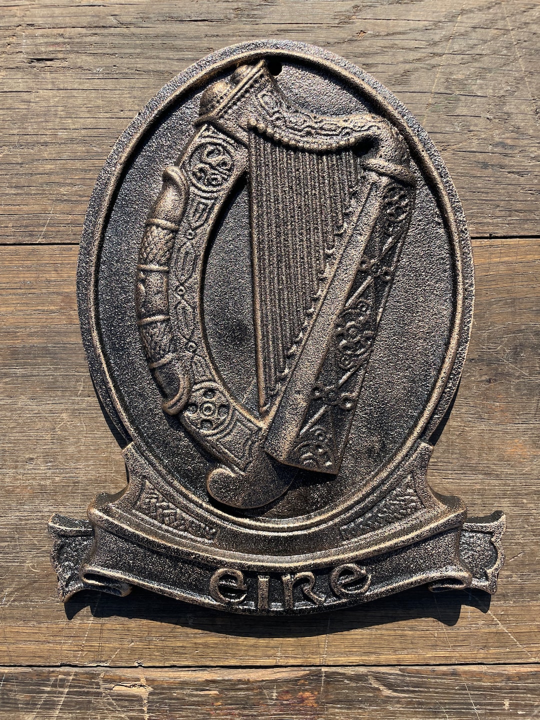 Irish Eire Harp Cast Iron Wall Plaque celtic Gaelic Old World Etsy