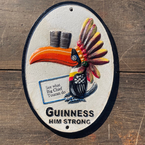 Guinness Pub Sign- Chief Toucan - Gietijzeren Vintage Antieke Reproductie Bar Sign - Tavern Bar Plaque - Decoratief Cadeau - Iers Bier Decor