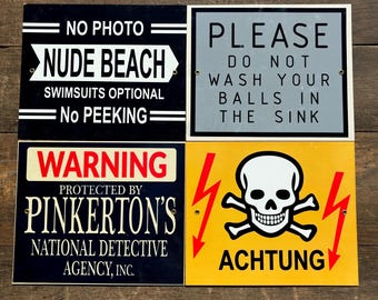 Enamel Coated Steel Signs - 12” x 10” - Bright Colorful Vintage Reproduction Unique Funny Wall Hanging Gift