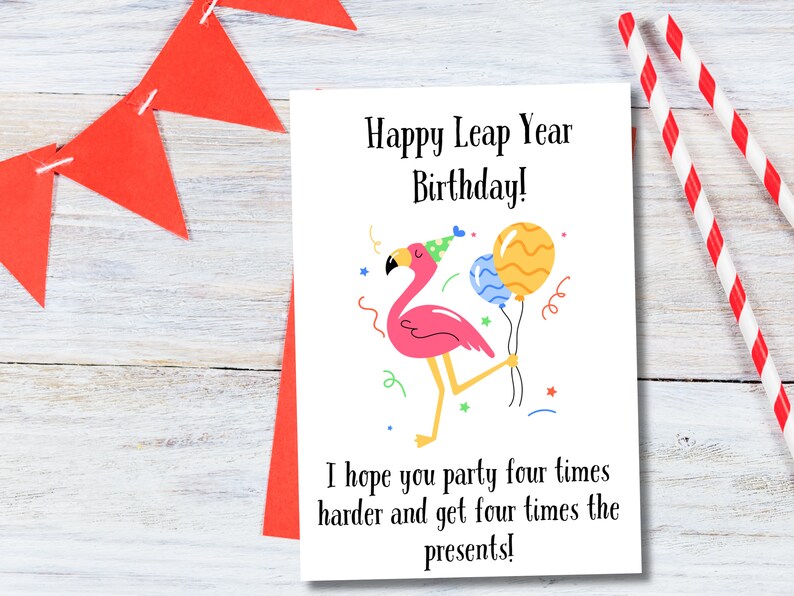 Funny Leap Year Birthday Card Printable Etsy