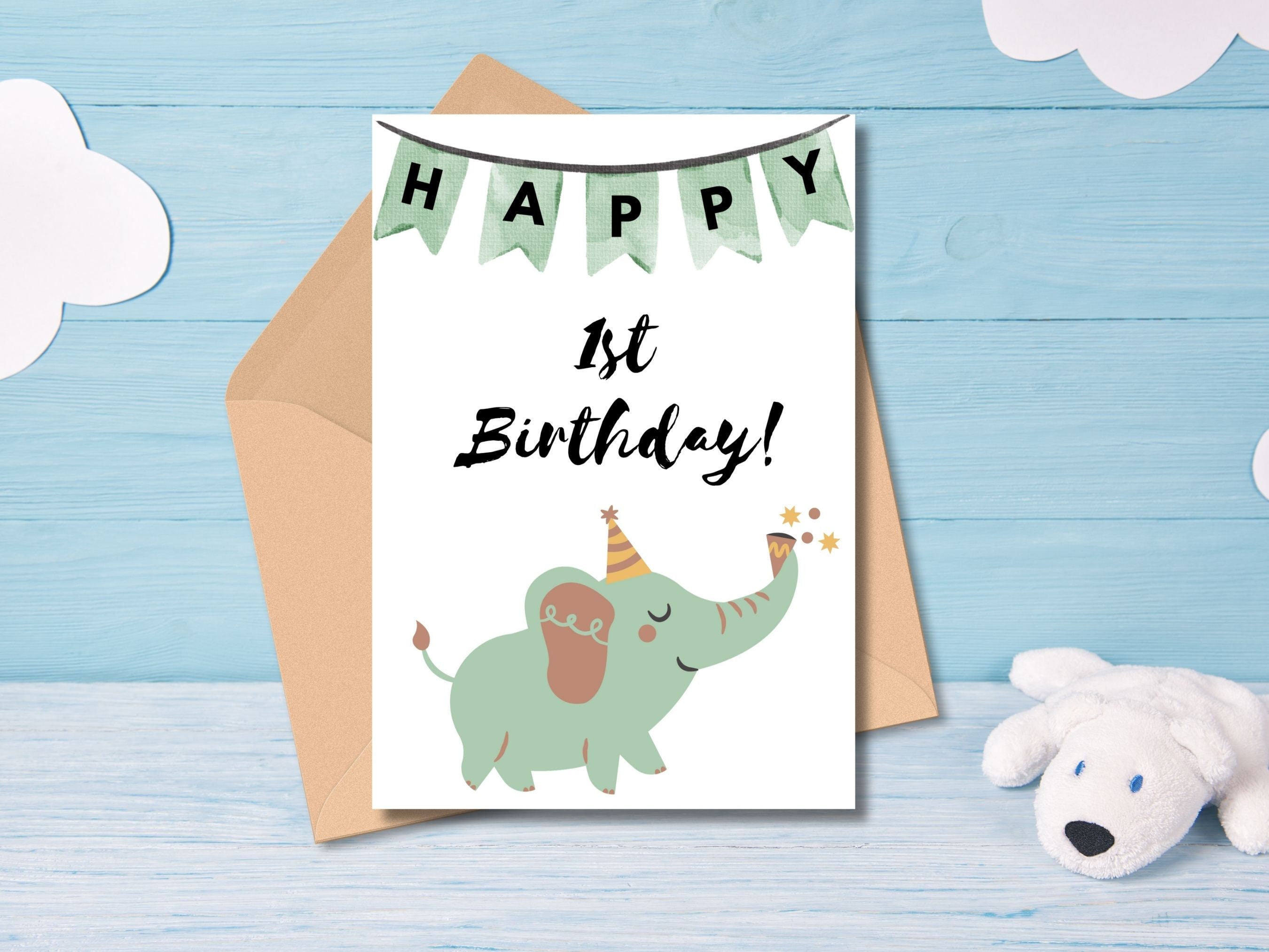 Happy First Birthday Card Printable Etsy