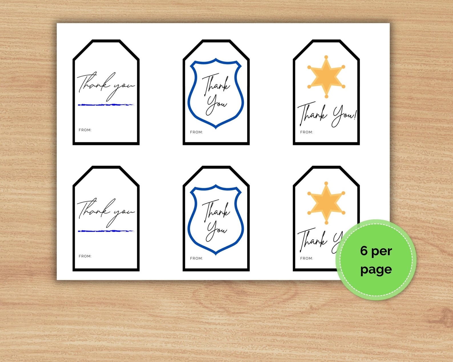 Police Appreciation Gift Tag Set Printable - Etsy