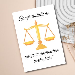 Tarjeta de felicitaciones para abogados; admisión al colegio de abogados