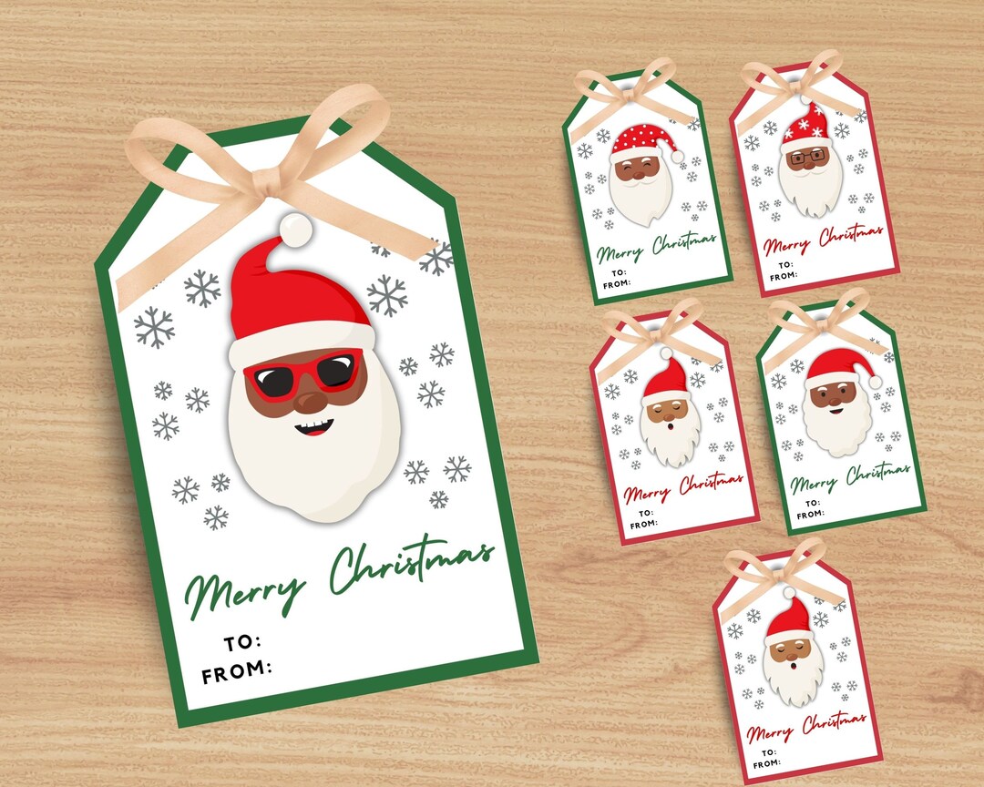 Black Santa Gift Tags Printable - Etsy
