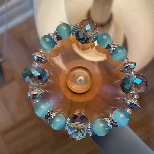 Genuine cat’s eye and crystal bead bracelet