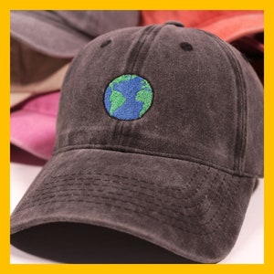 Planet Earth Embroidered Dad Hat Environmental Activist Gift