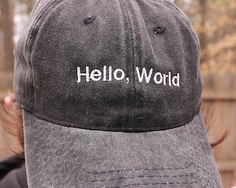Hello World コーディング刺繍入りパパハット プログラマー向けカスタムギフト