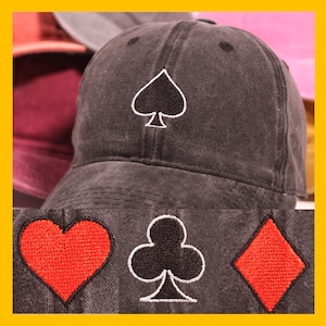 Costumes de cartes à jouer brodé papa chapeau cadeau de jeu pour les joueurs de poker pique coeur diamants clubs