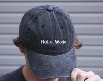 Hello World Coding Embroidered Dad Hat - Gift For Programmers