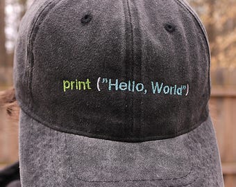Hello World コーディング刺繍入りパパハット プログラマーへのギフト