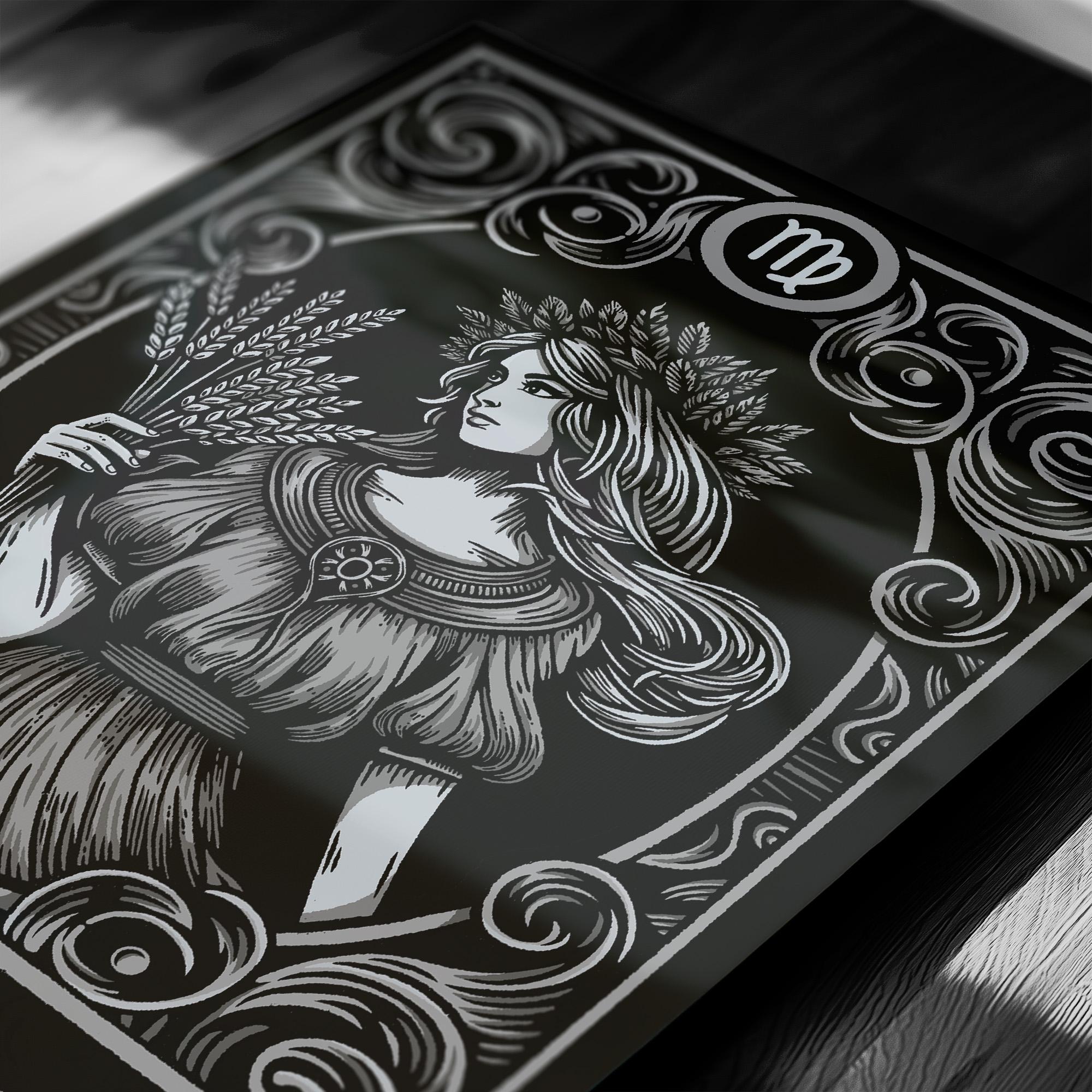 Virgo Art Print: Gothic Zodiac Wall Decor - Occult Tarot (A3) - Etsy